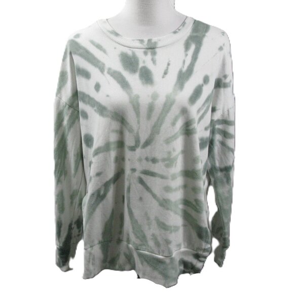 90 Degree Green/White Tie Die Crew Neck Sweatshirt Size Large - Picture 1 of 6